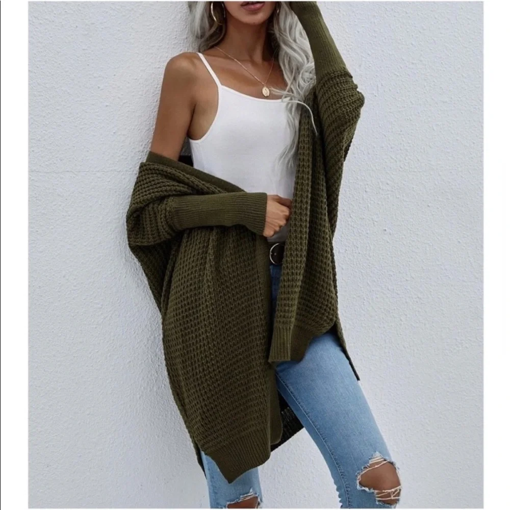 Cozy Dolman Sleeve Open Front Cardigan Sweater - Picture 7 of 10